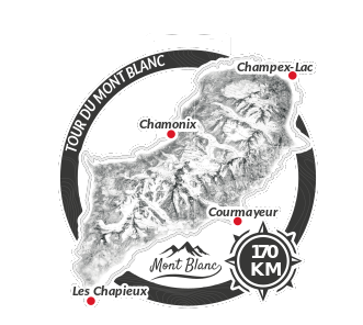 Medal wyzwania Trail du Mont Blanc z grawerem górskim